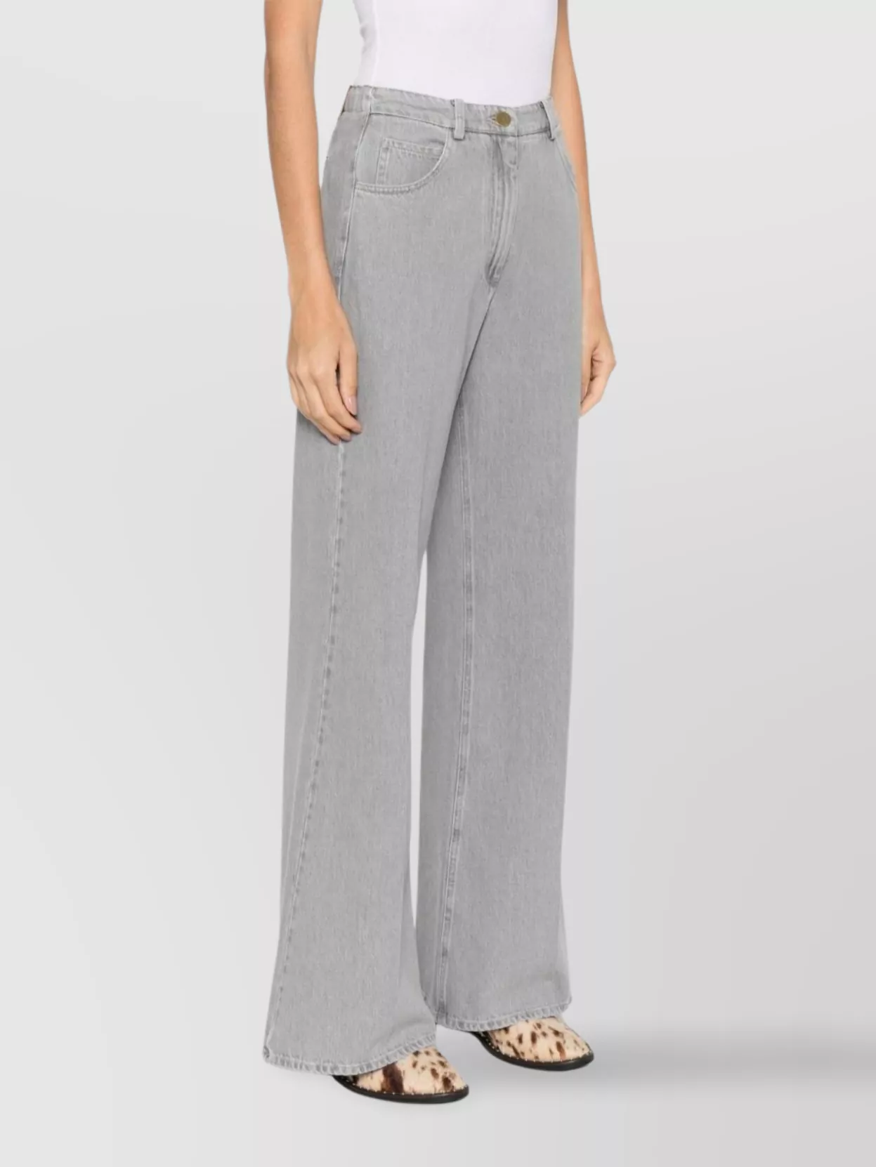 Forte Forte Wide-leg Denim Trousers Five Pockets In Gray