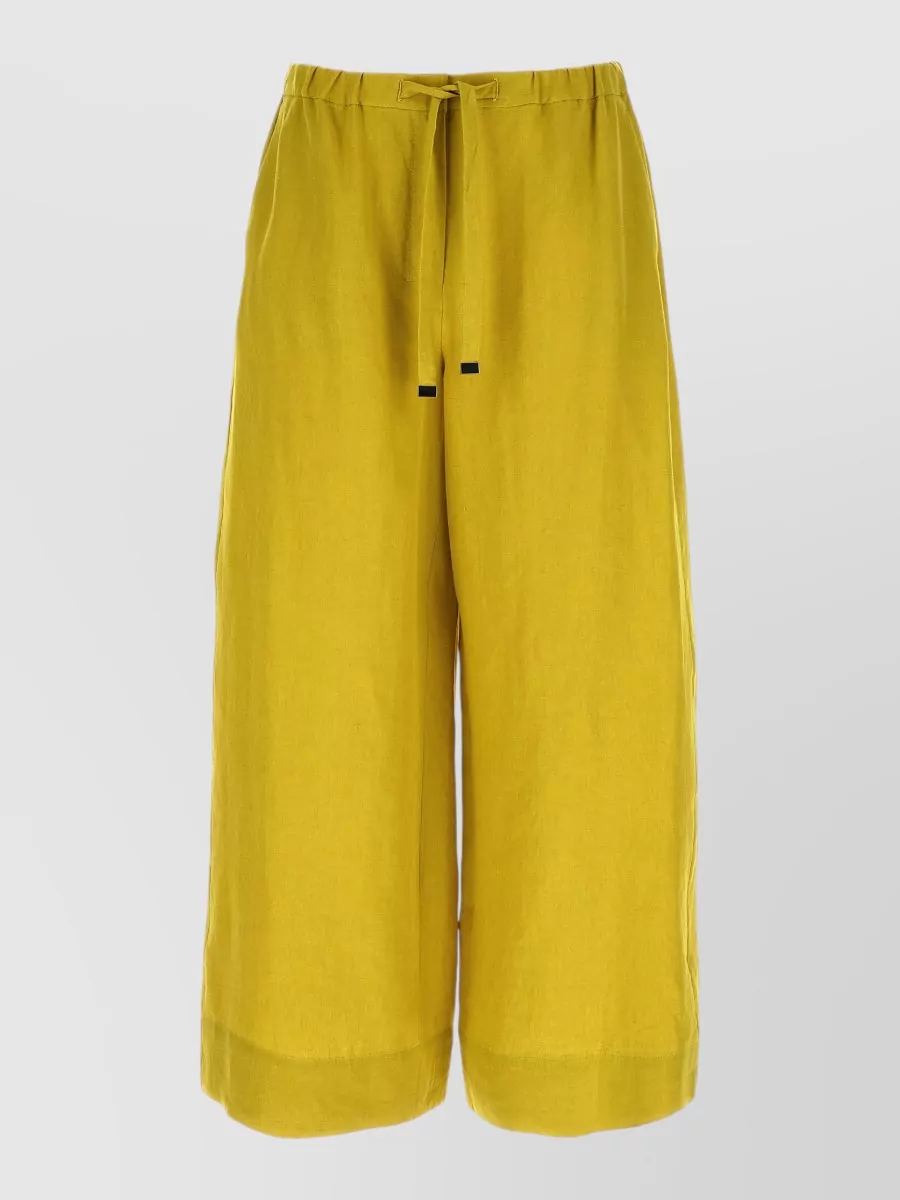 S Max Mara linen cropped wide-leg shorts