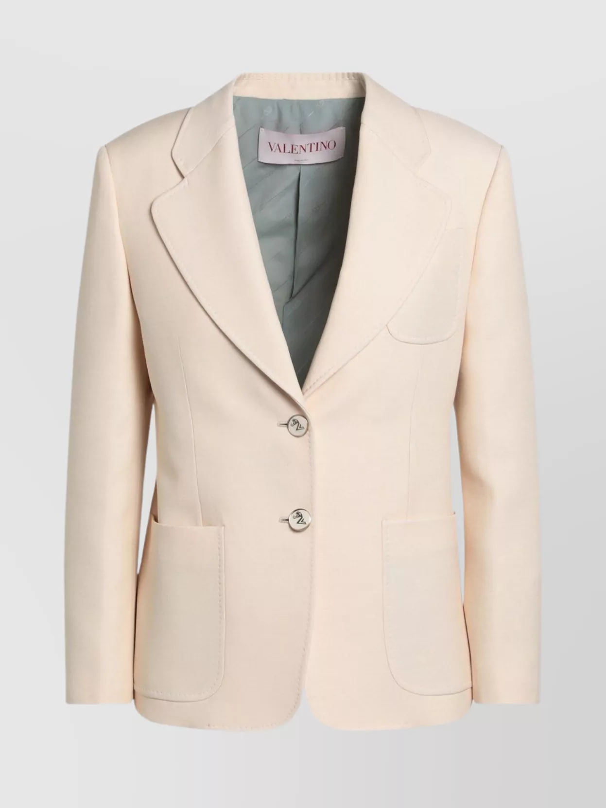 Valentino Wool And Silk Single Breasted Jacket In Neutral