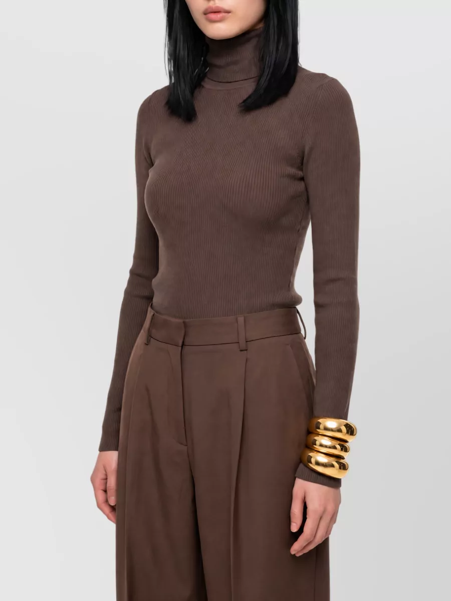 Max Mara Virgin wool fine-knit fitted turtleneck sweater