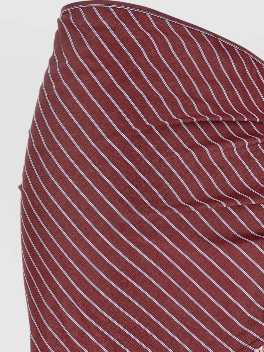 The Andamane Striped Draped Beaded Fringe Wrap Skirt