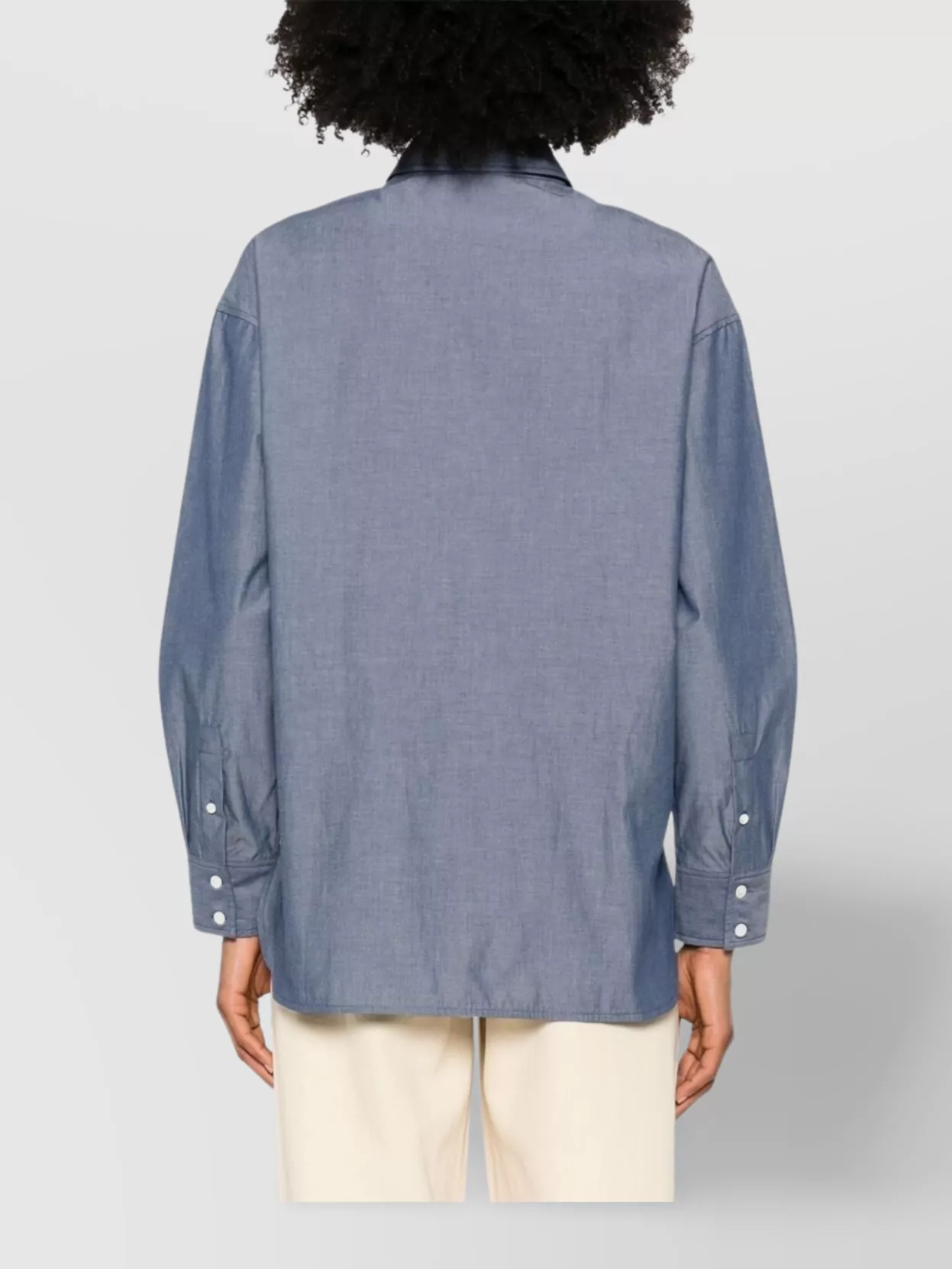 Maison Kitsuné Cotton Shirt With Buttoned-cuff Sleeves And Side Slits In Blue
