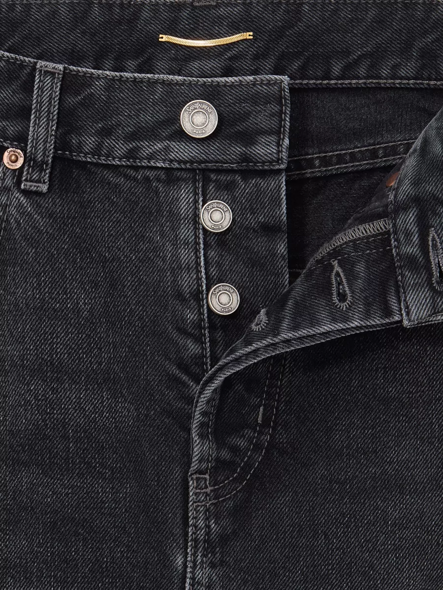 Saint Laurent Denim High-Rise Cropped Slim Jeans