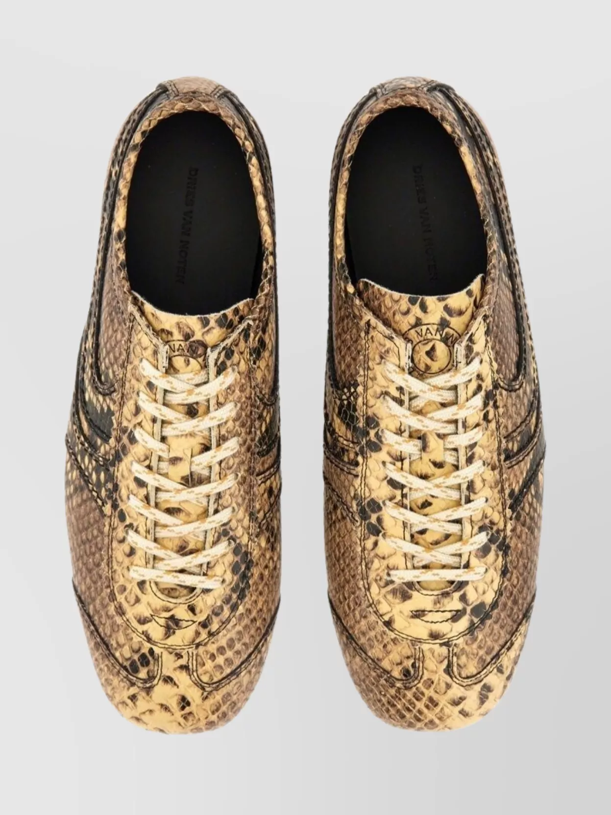 Dries Van Noten Low-Top Snakeskin Pattern Leather Sneakers