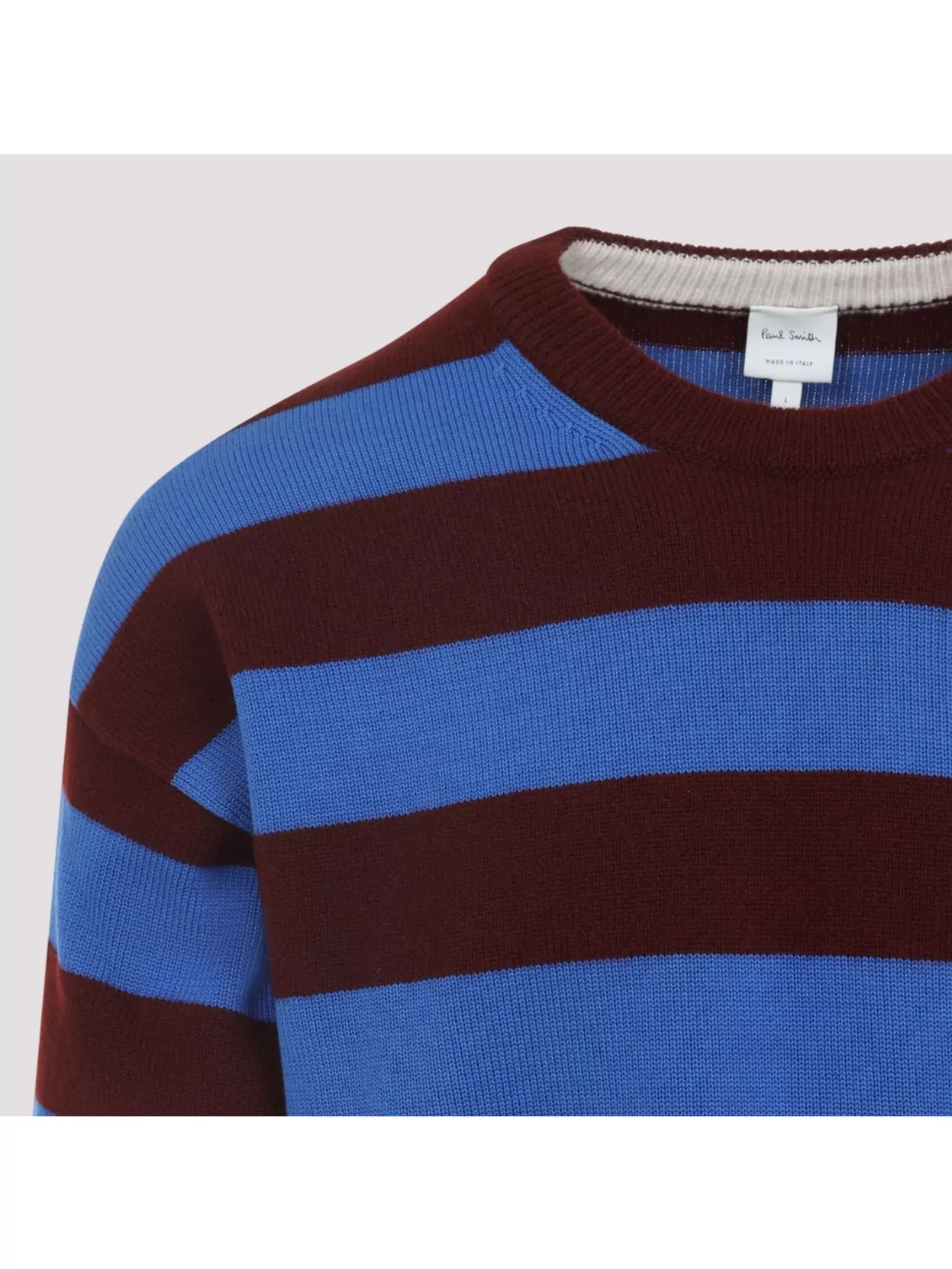 Shop Paul Smith Crew Neck Striped Wool Cotton Pullover