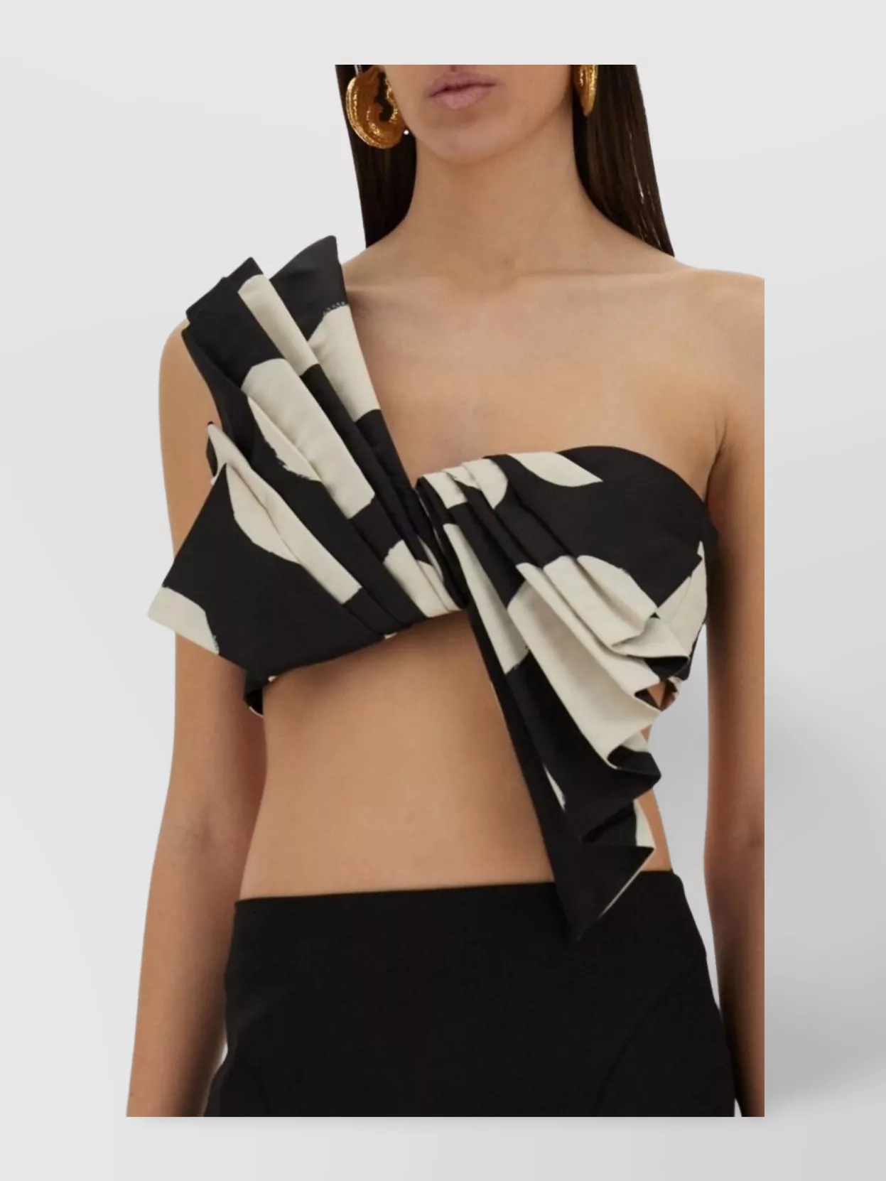 Nina Ricci One-Shoulder Ruffle Polka Dot Top