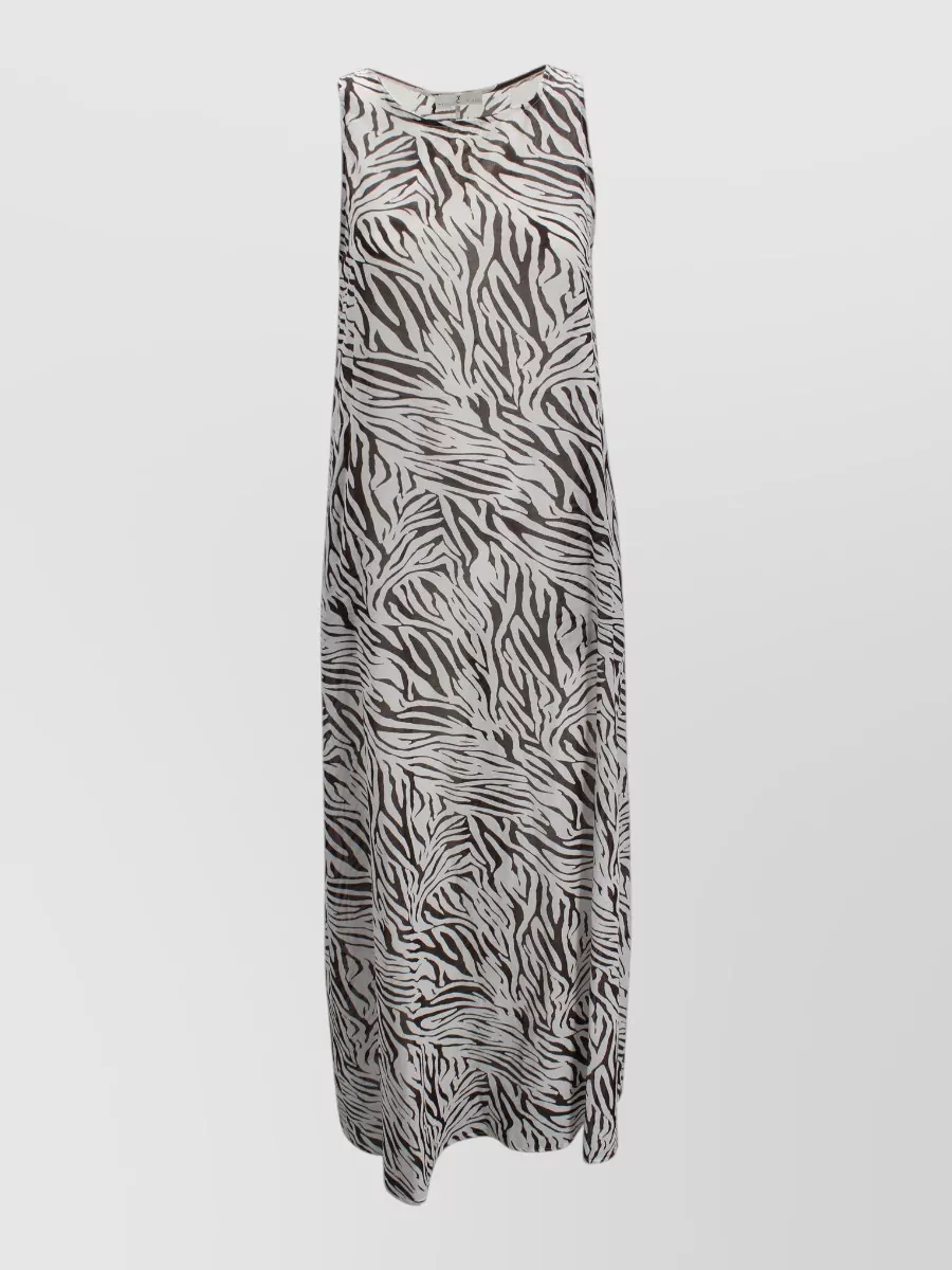 Whyci Linen Sleeveless Printed Maxi Dress