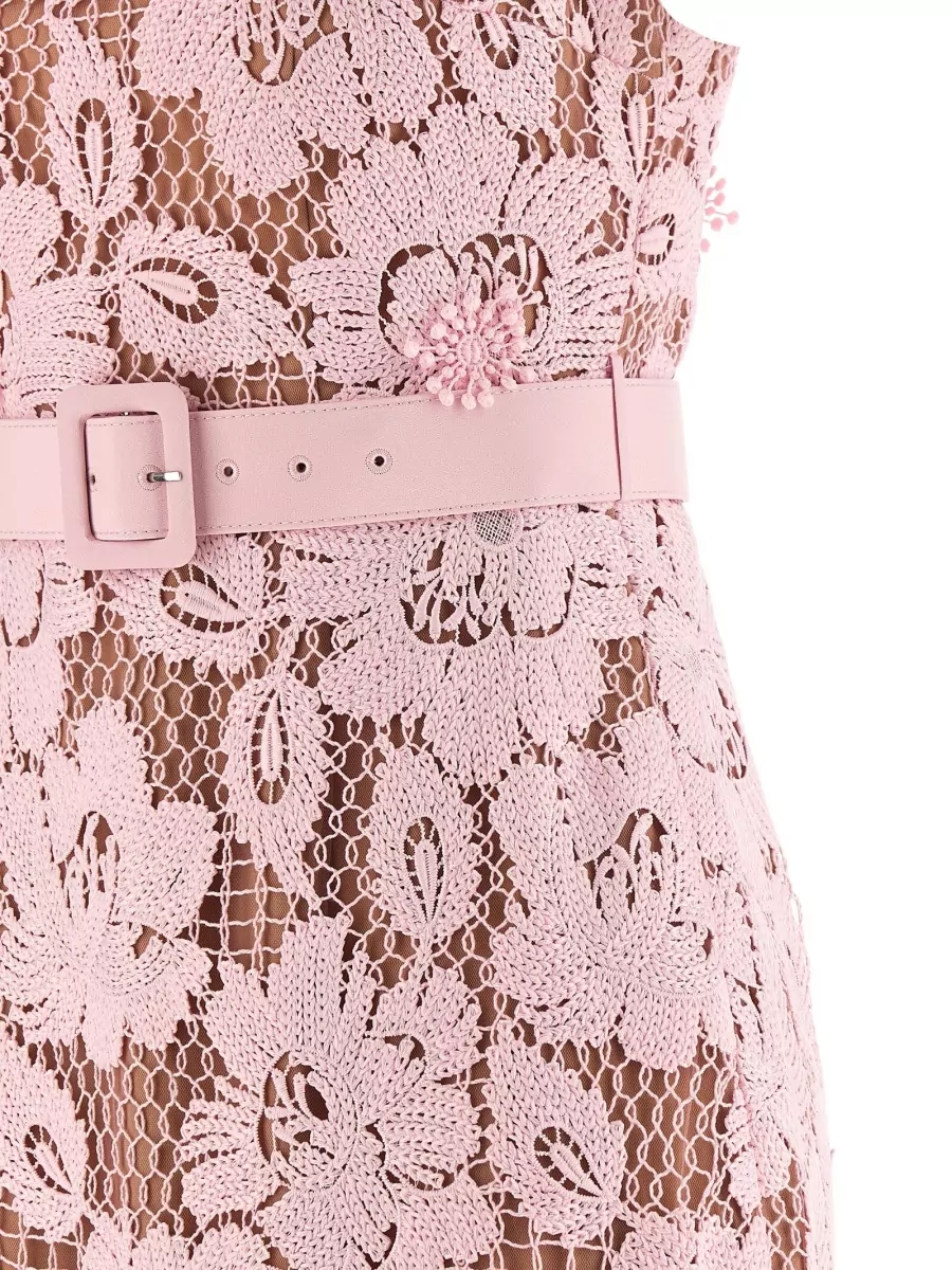 Self-Portrait Crochet Lace Flared Sleeveless Midi Dress