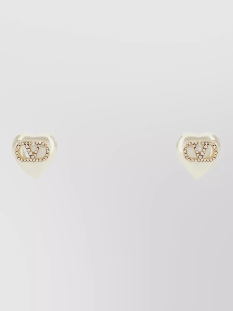 Valentino Garavani crystal-embellished heart-shaped stud earrings