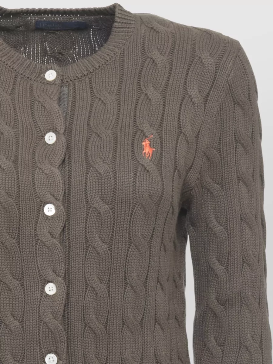 Ralph Lauren Cotton Cardigan Cable Knit Crew Neck