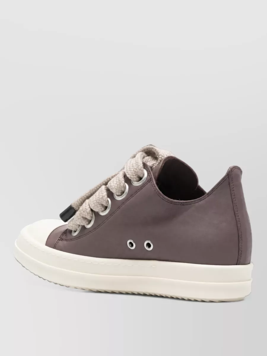 Rick Owens Leather Low Lace-Up Sneakers
