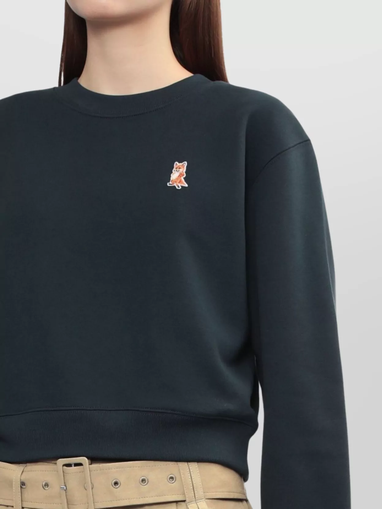 Maison Kitsuné Cropped Sweatshirt With Crew Neck And Long Sleeves