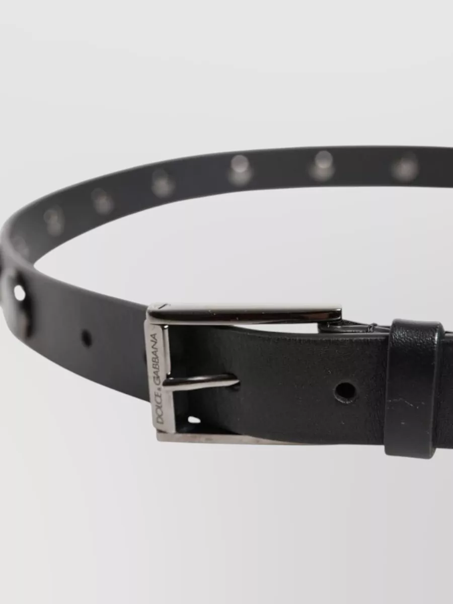 Dolce&Gabbana Leather Studded Buckle Belt