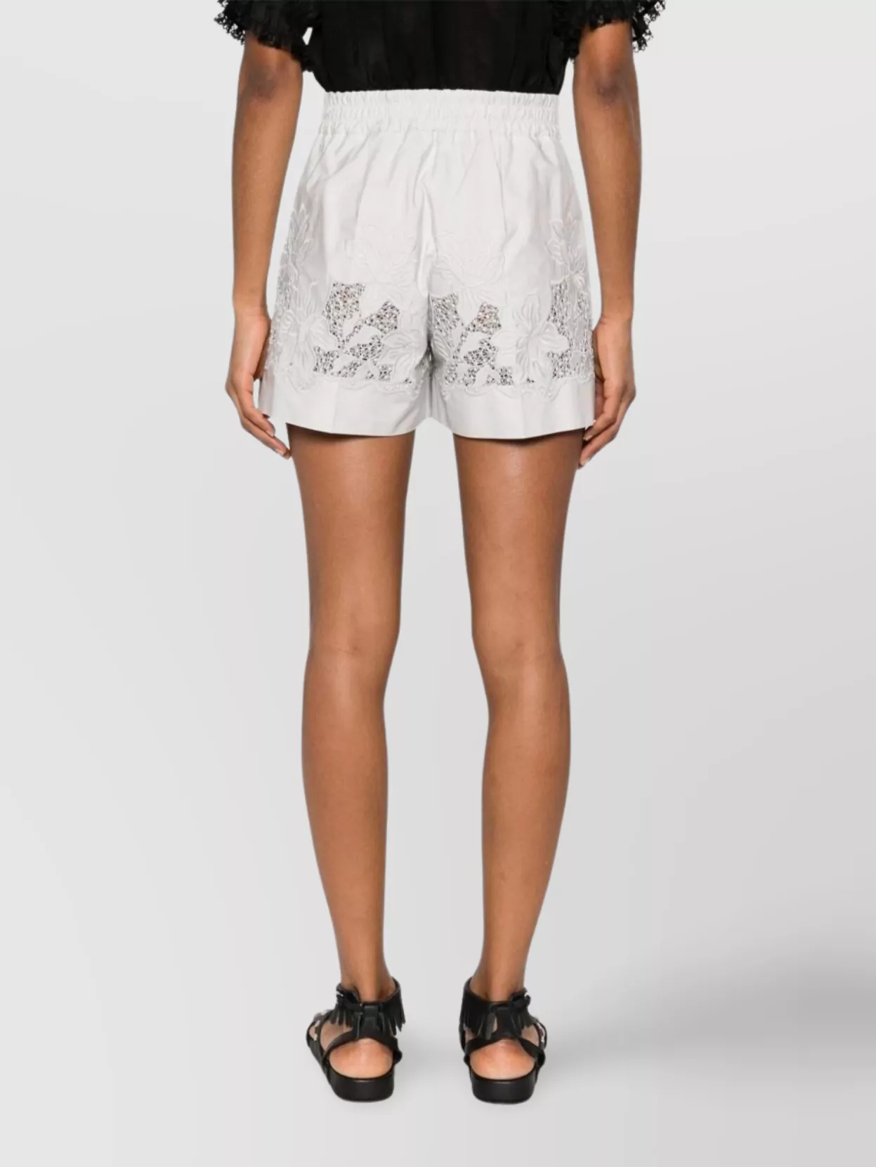Parosh Floral Lace Panel Shorts Embroidery