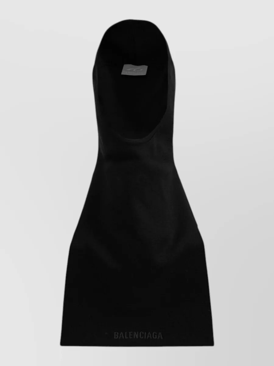 Balenciaga wool knitted logo-print hood