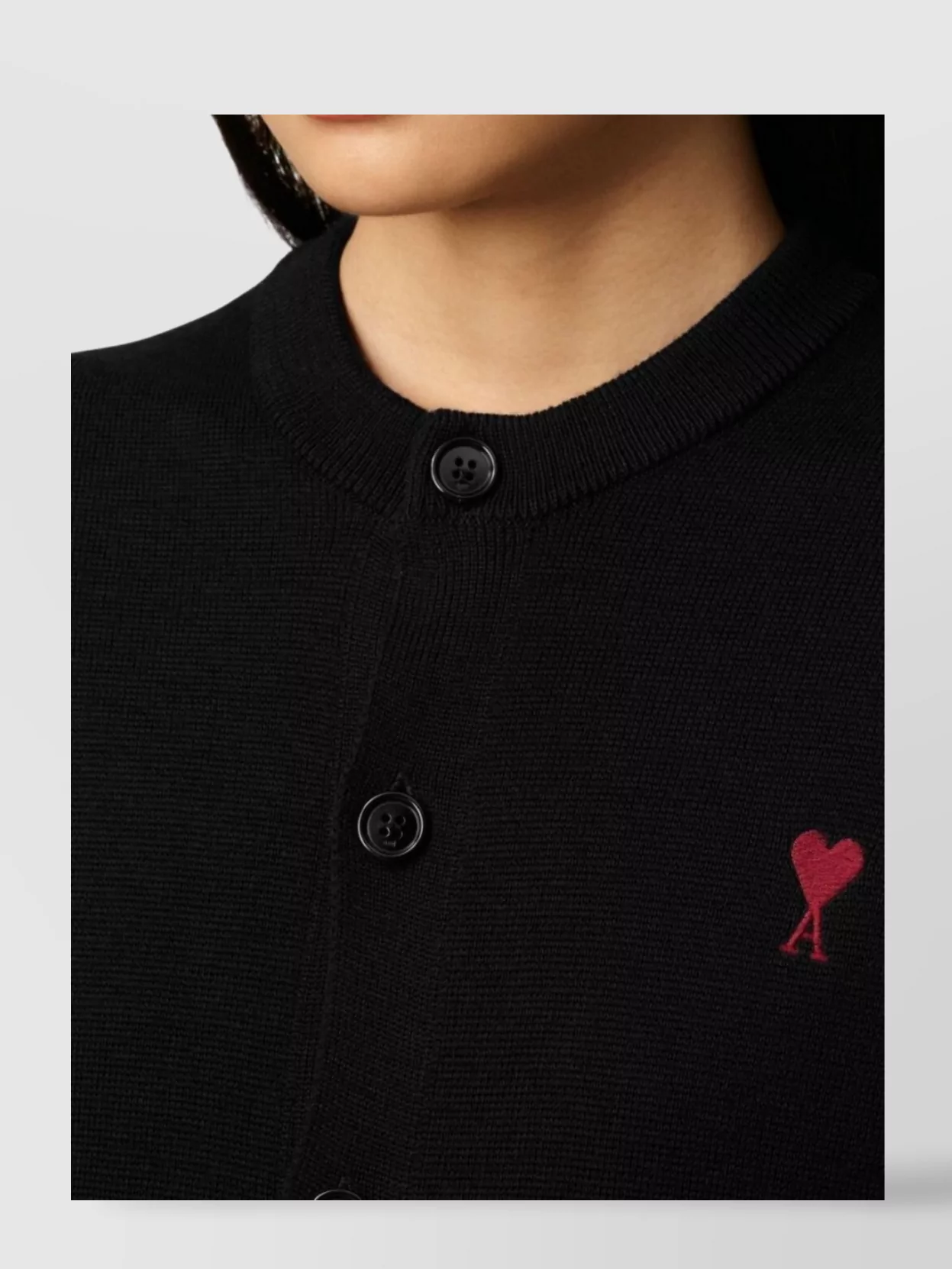 Ami Paris Wool Cardigan With Round Neck And Long Sleeves