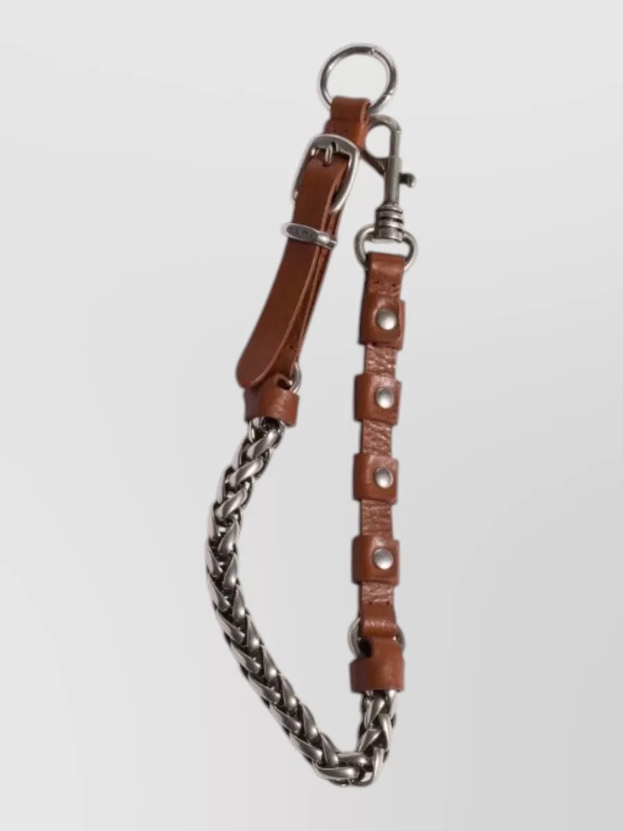 Miu Miu Chain Detail Leather Loop Keyring Charm