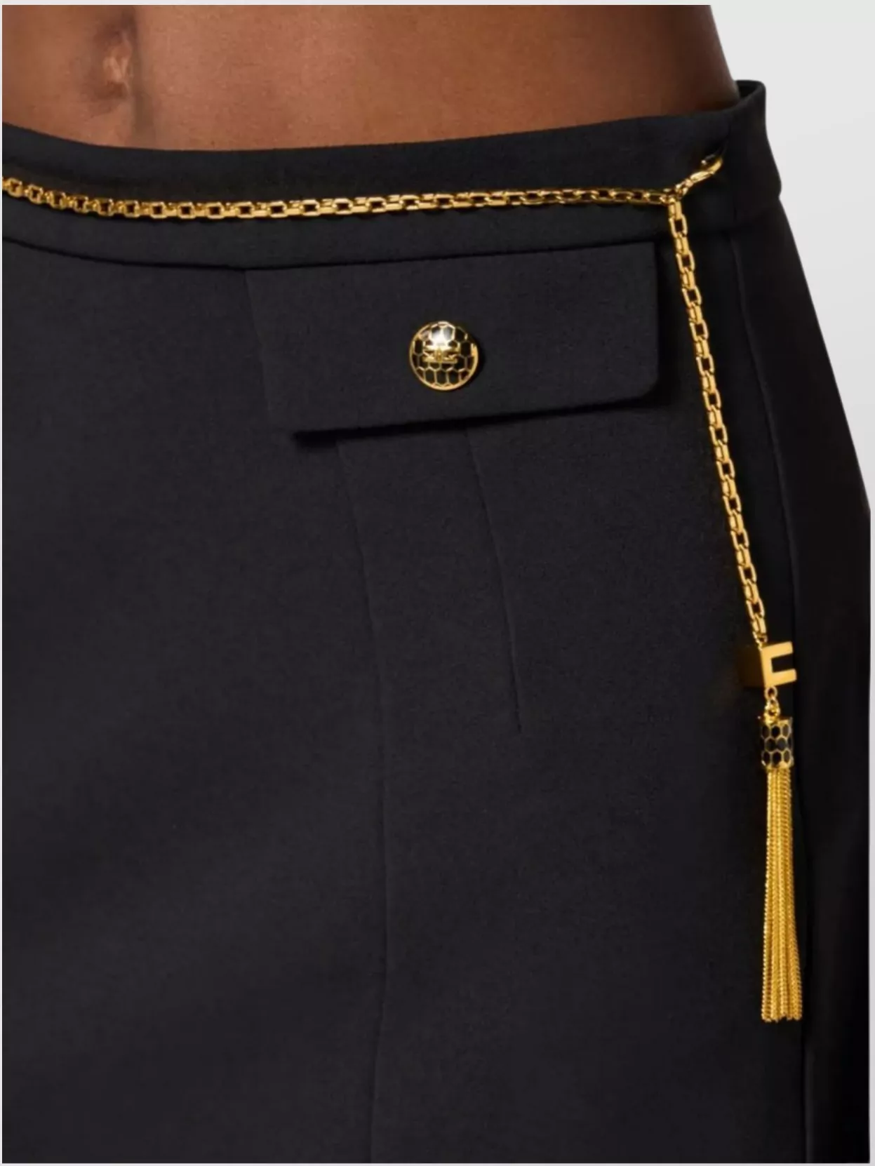 Elisabetta Franchi Mini Skirt With Gold Chain And Buttons