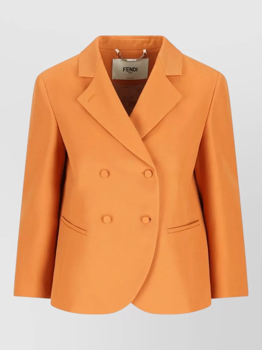 Fendi Wool Jacket Double Breasted Notch Lapels In Animal Print