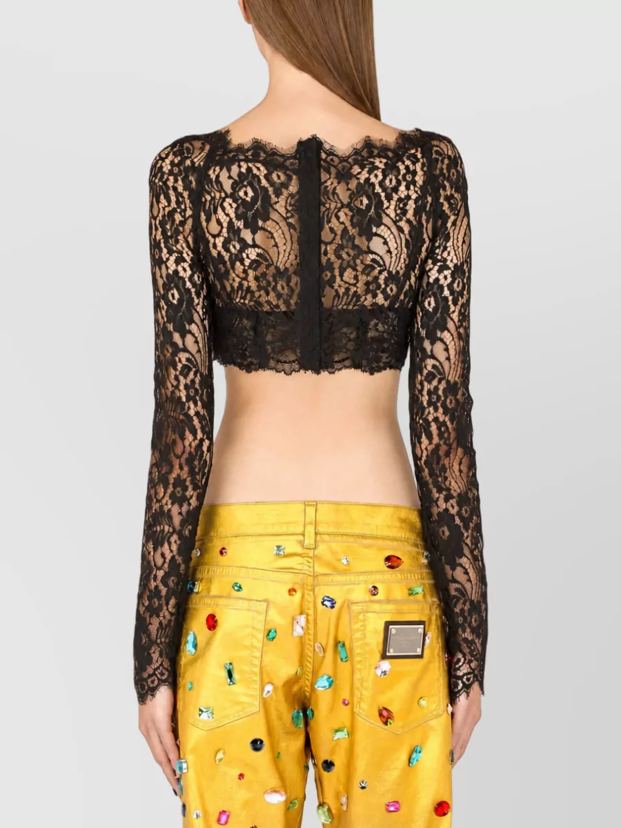 Dolce&Gabbana Lace Cropped Long-Sleeve Corset Top