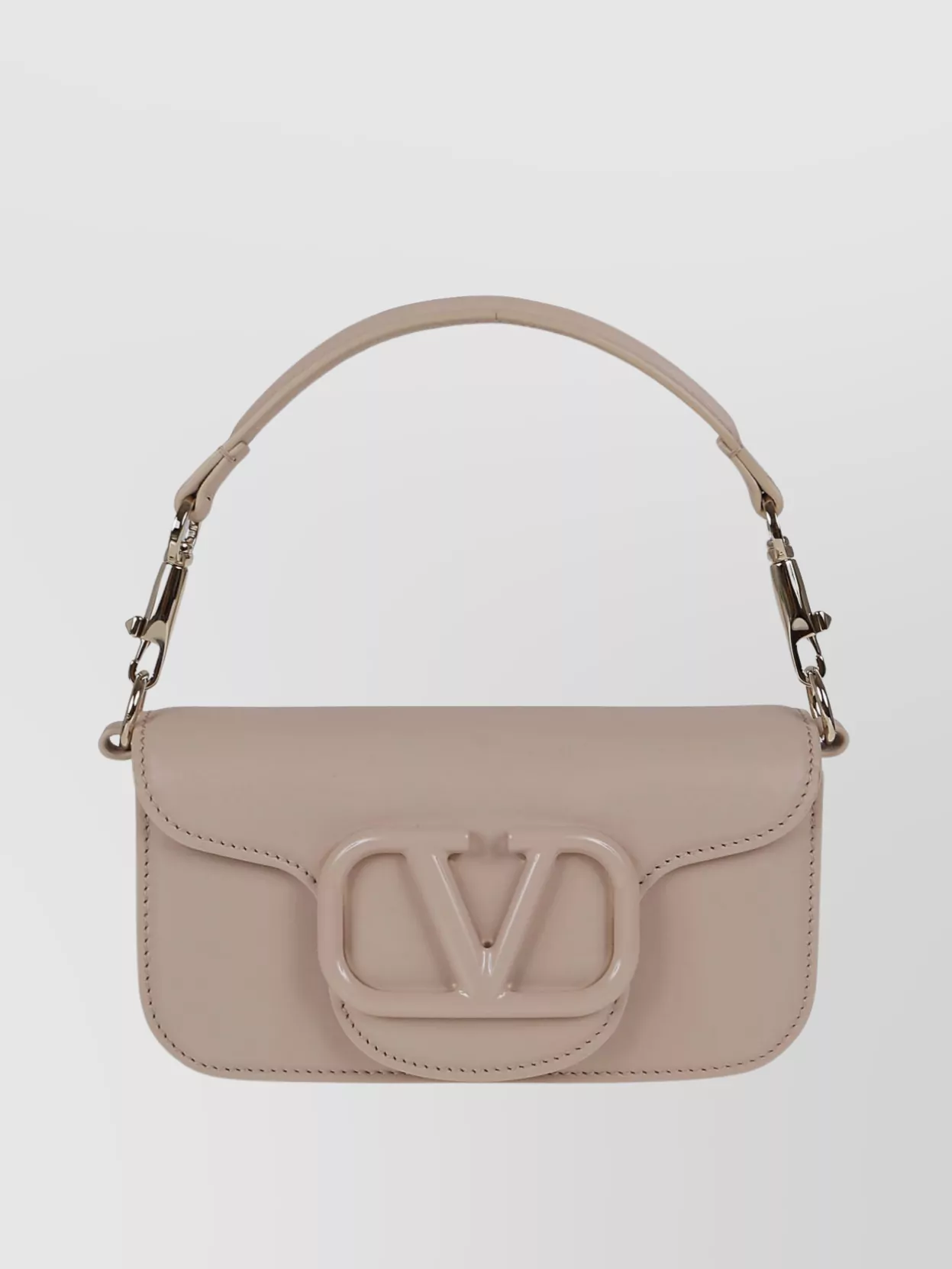 Shop Valentino Sliding Chain Calfskin Shoulder Bag In Cream