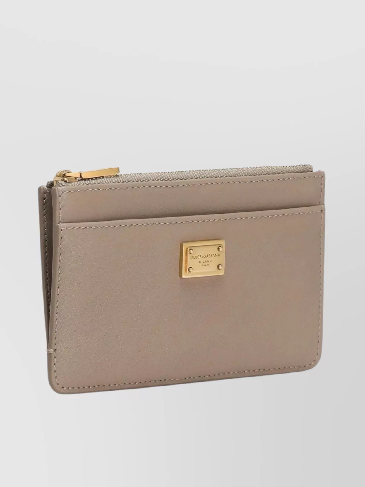 Dolce & Gabbana Slim Design Plonge Cardholder With Gold Hardware In Neutral