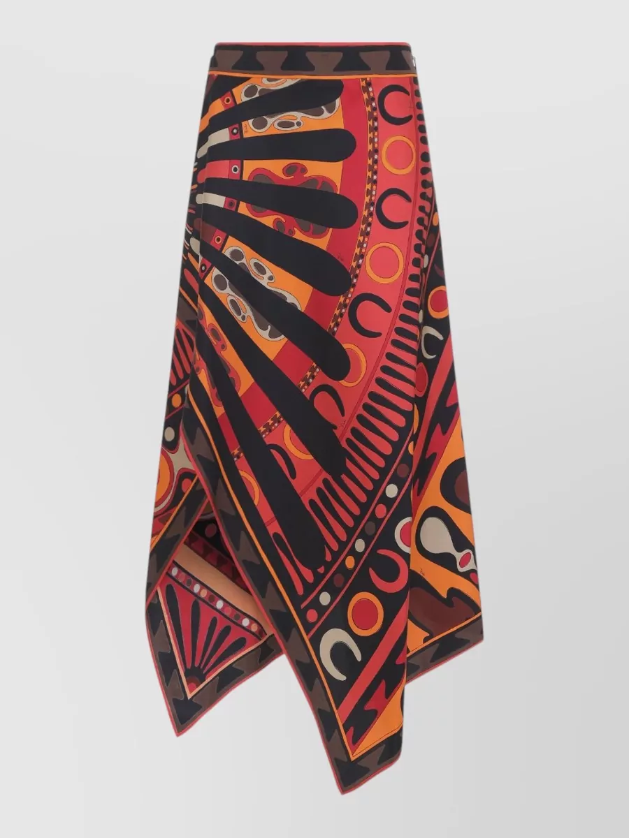 Pucci Silk High-Rise Asymmetric Draped Printed Skirt