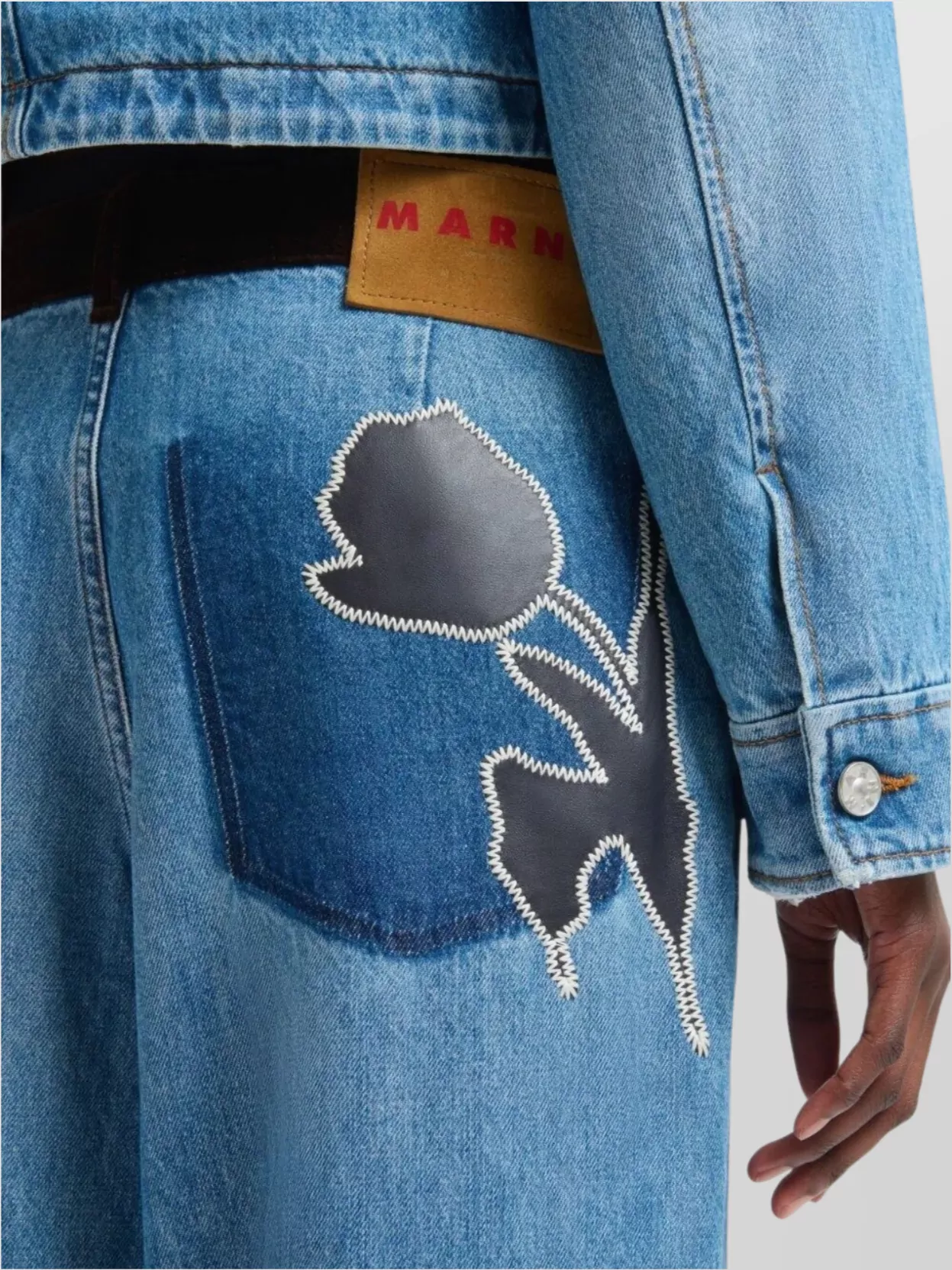 Marni Wide Leg Cotton Trousers Appliqué