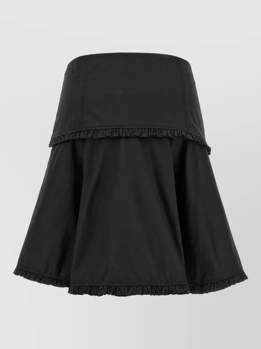 Ganni Black Stretch Cotton A-Line Skirt
