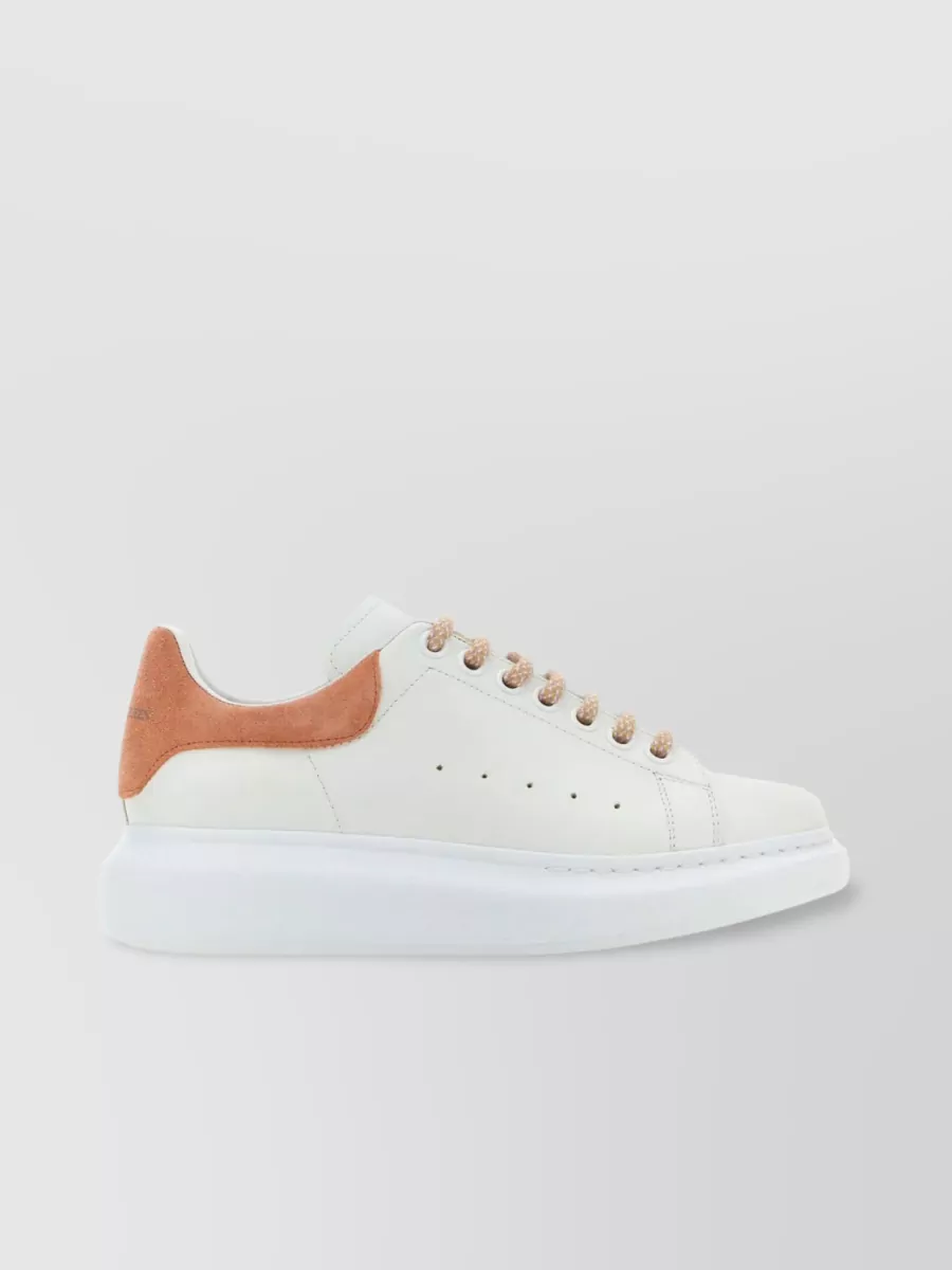 Shop Alexander Mcqueen Contrasting Heel Oversize Sole Sneakers In White