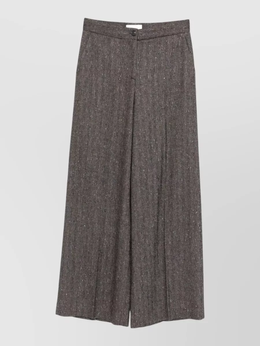 Via Masini 80 Textured Wide-Leg Trousers
