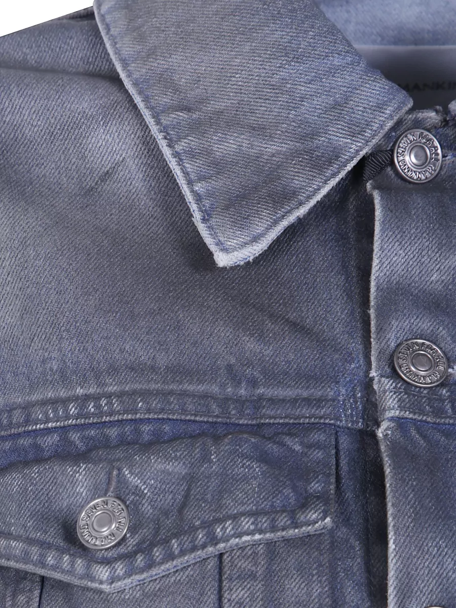 7 For All Mankind Denim Puff Sleeve Trucker Jacket