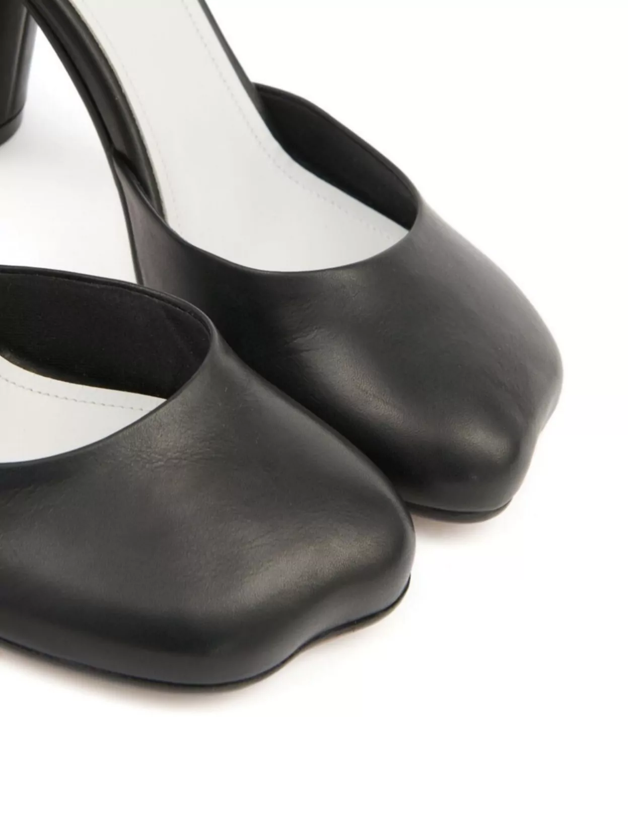 Mm6 Maison Margiela Leather Block Heel Pumps With Asymmetric Toe