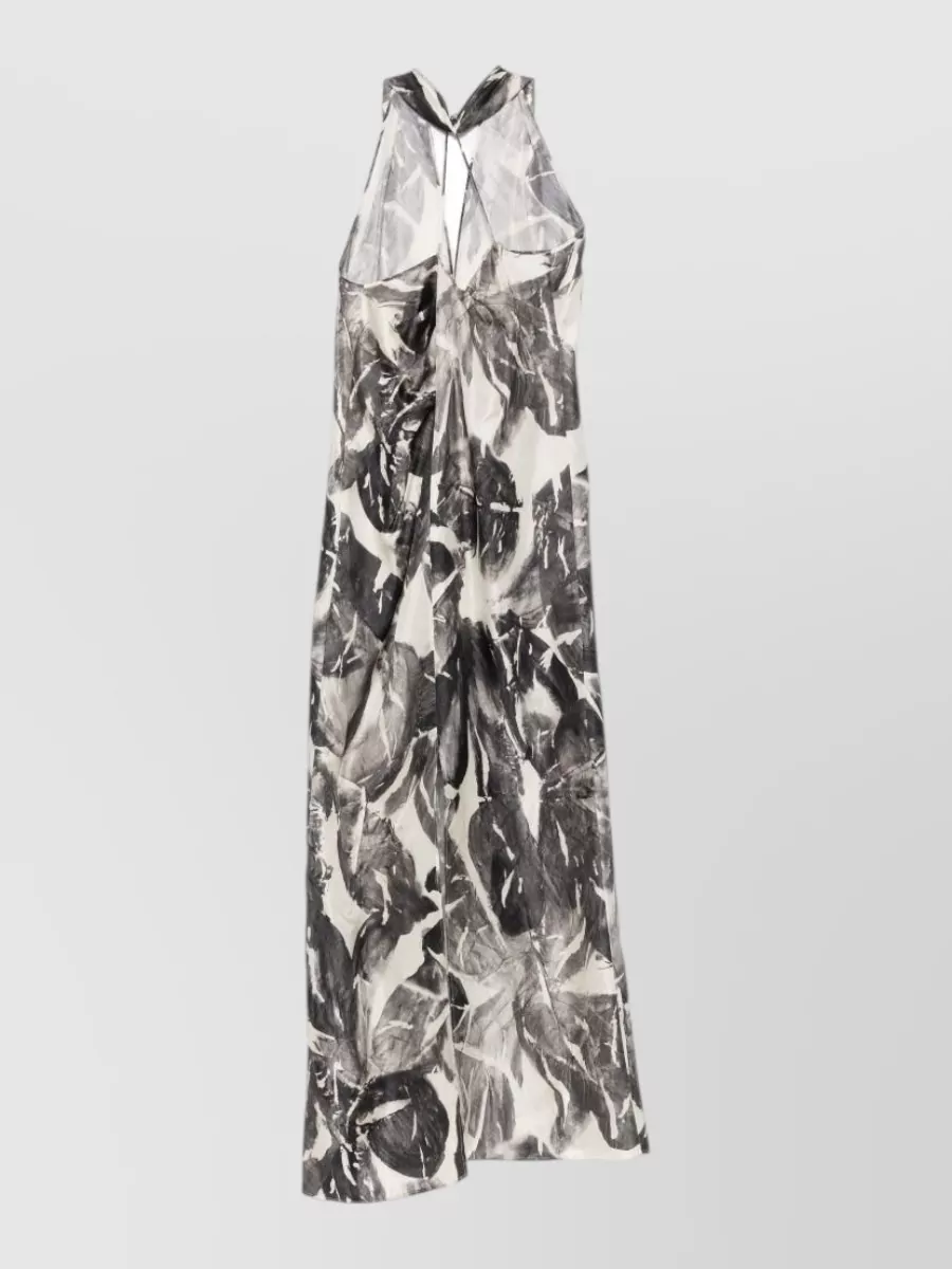 Alysi silk printed v-neck sleeveless maxi dress