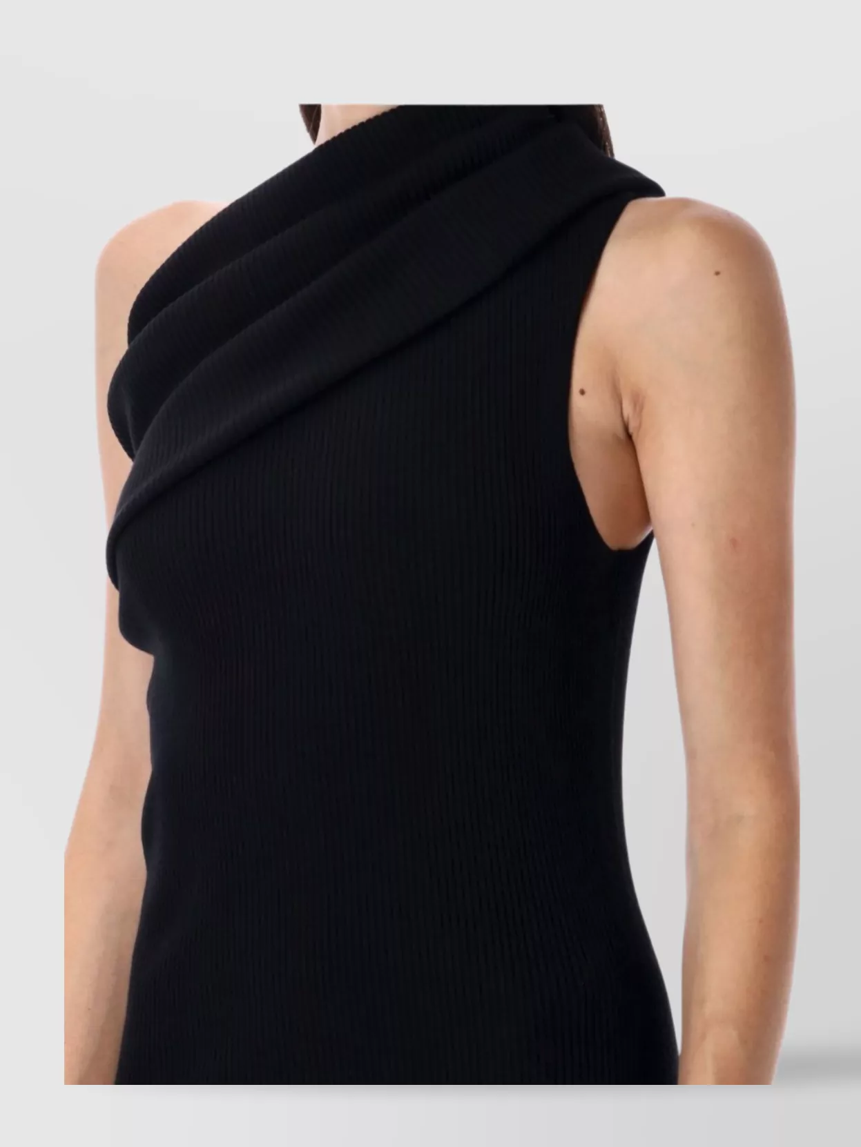 Rick Owens Maxi One Shoulder Ribbed Slit Dress
