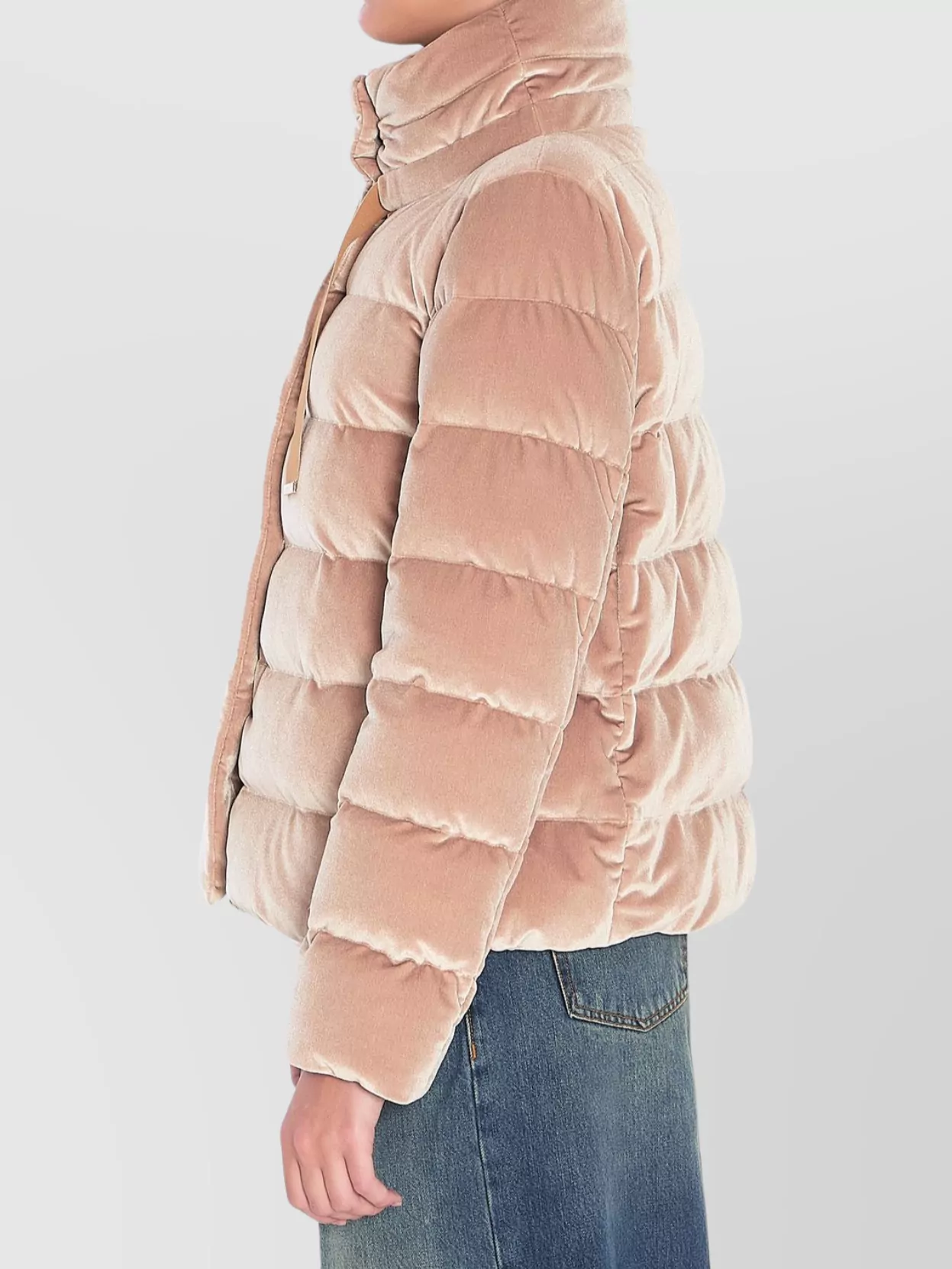 Herno Drawstring Detail Velvet-effect Jacket In Pink