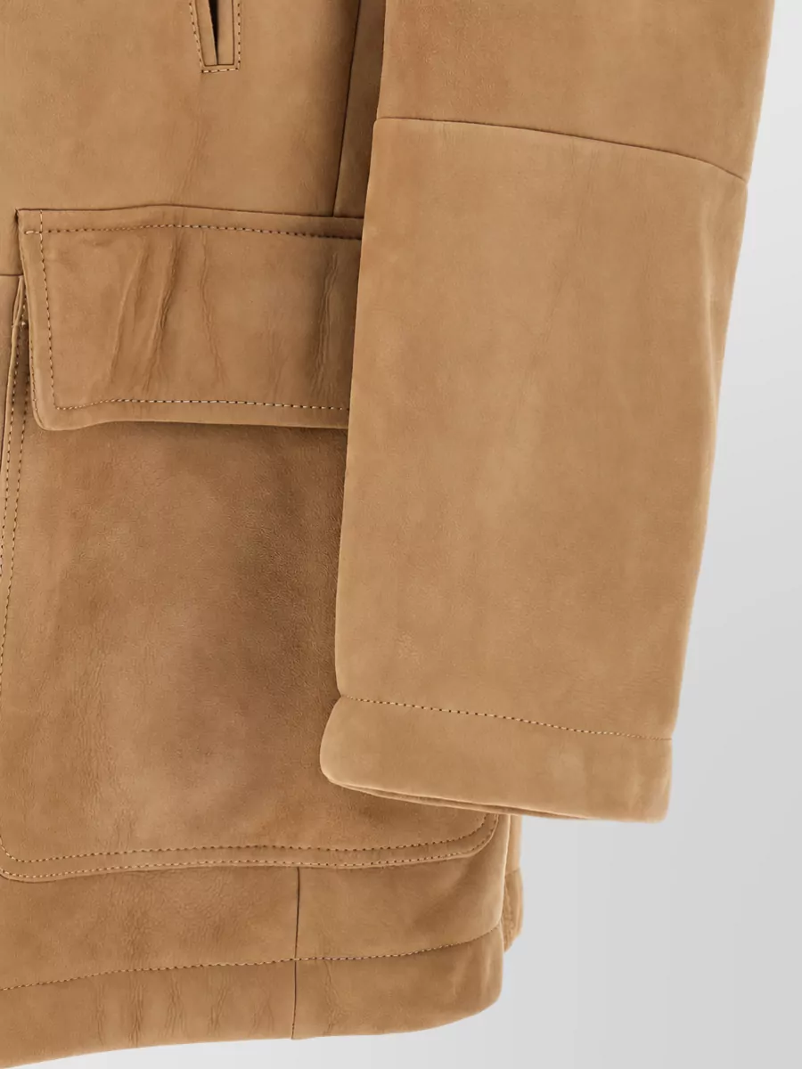 Brunello Cucinelli Shearling Double-Breasted Pea Coat