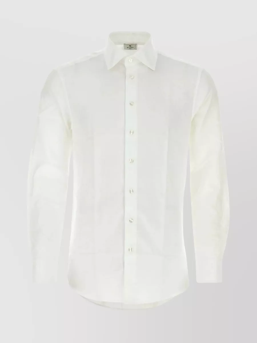 Shop Etro Delicate Embroidery On Cotton Shirt In White