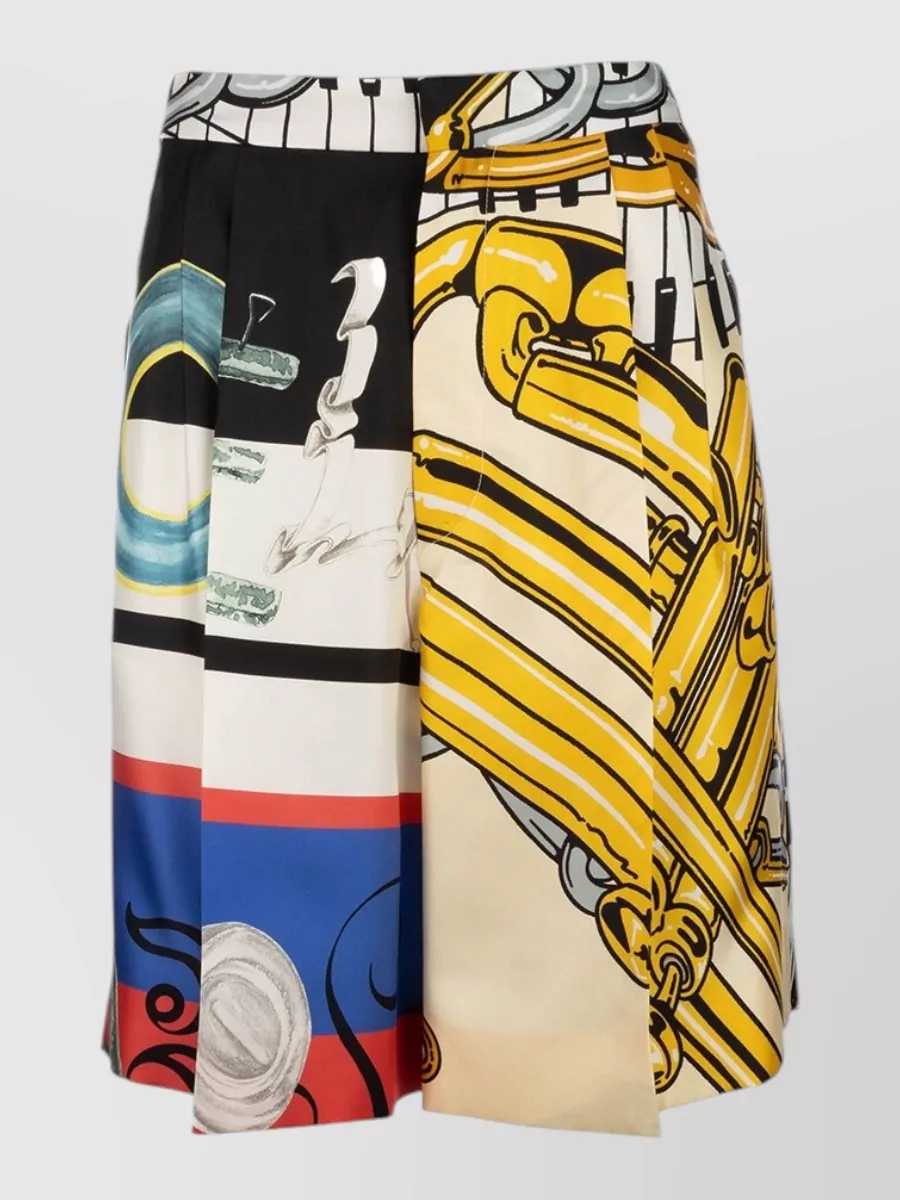 Celine silk printed mid-rise wide-leg bermuda shorts