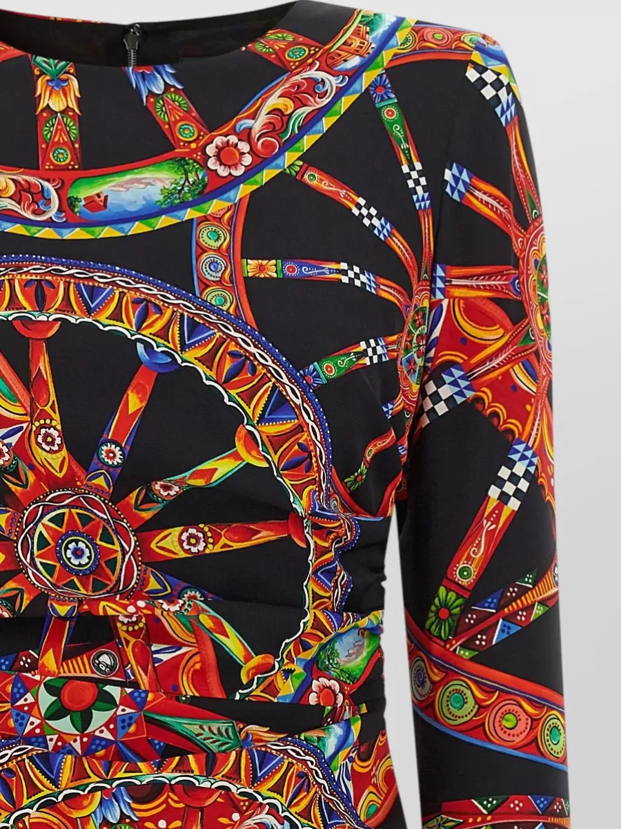 Dolce&Gabbana Silk Printed Draped Midi Dress