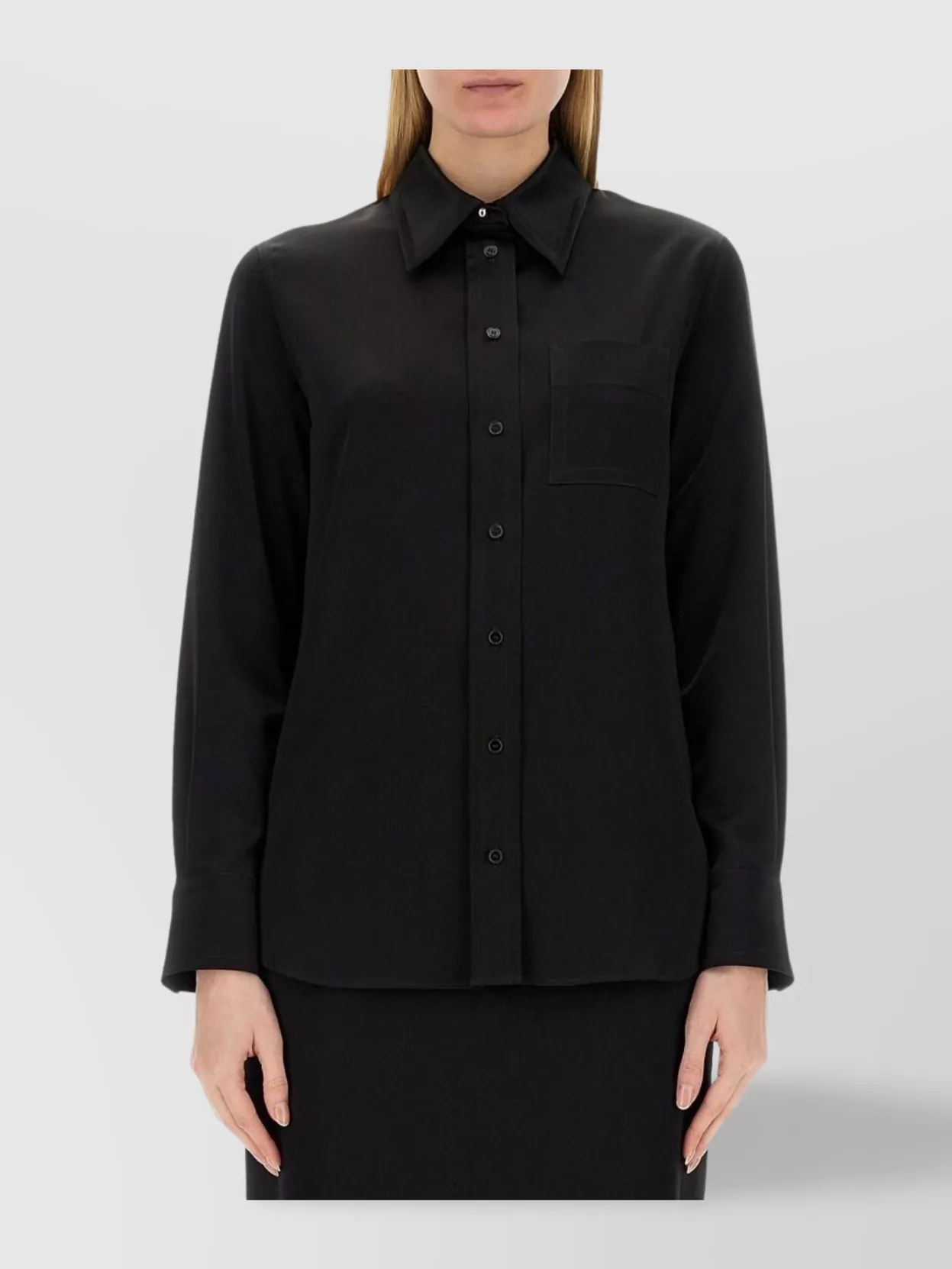 Lanvin Silk Shirt With Collared Neck And Chest Pocket