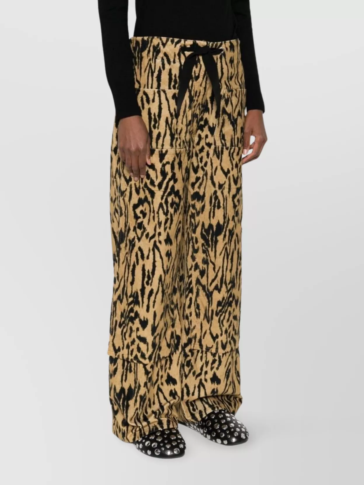 Forte Forte Animal Print Wide Leg Straight Trousers
