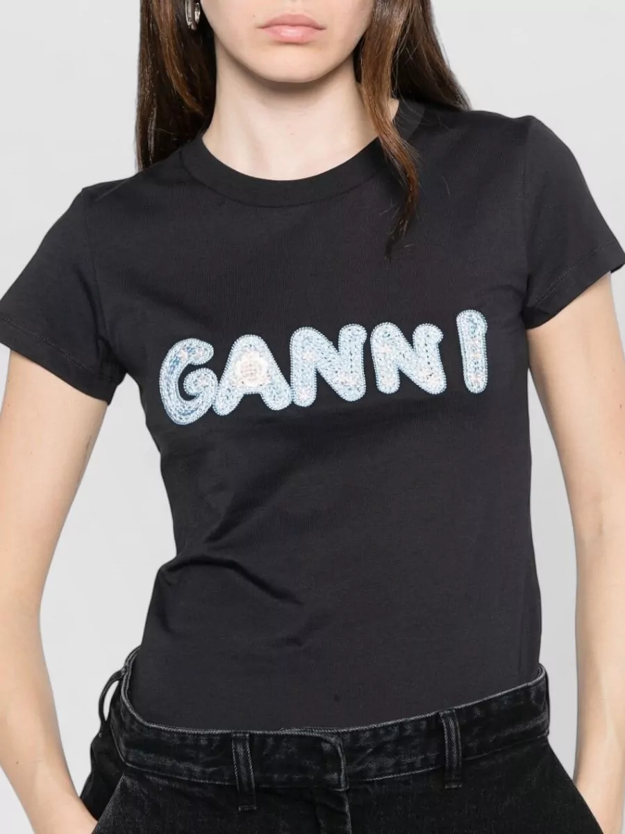 Ganni Logo Cotton Baby-Fit T-Shirt