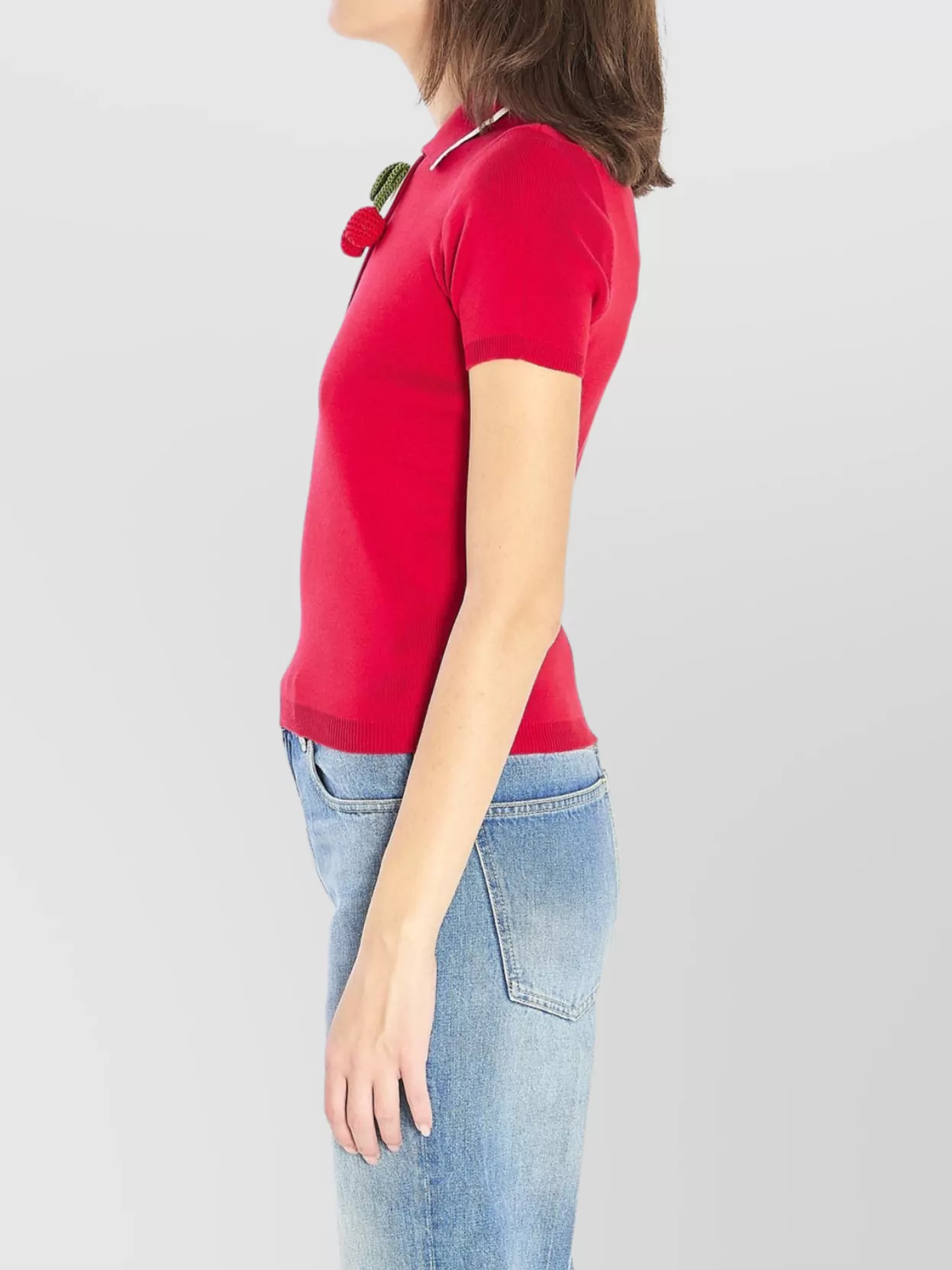 Valentino Garavani Cherry Embroidered Polo Shirt With Pull Tab