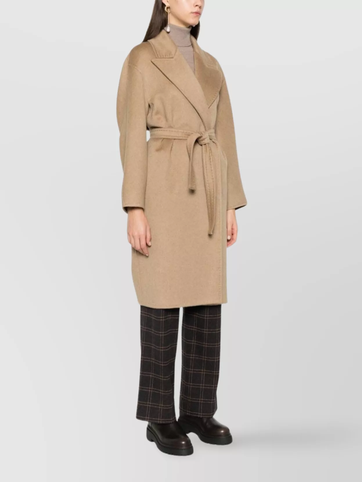 Max Mara Peak Lapels Cashmere Coat Belted Waist