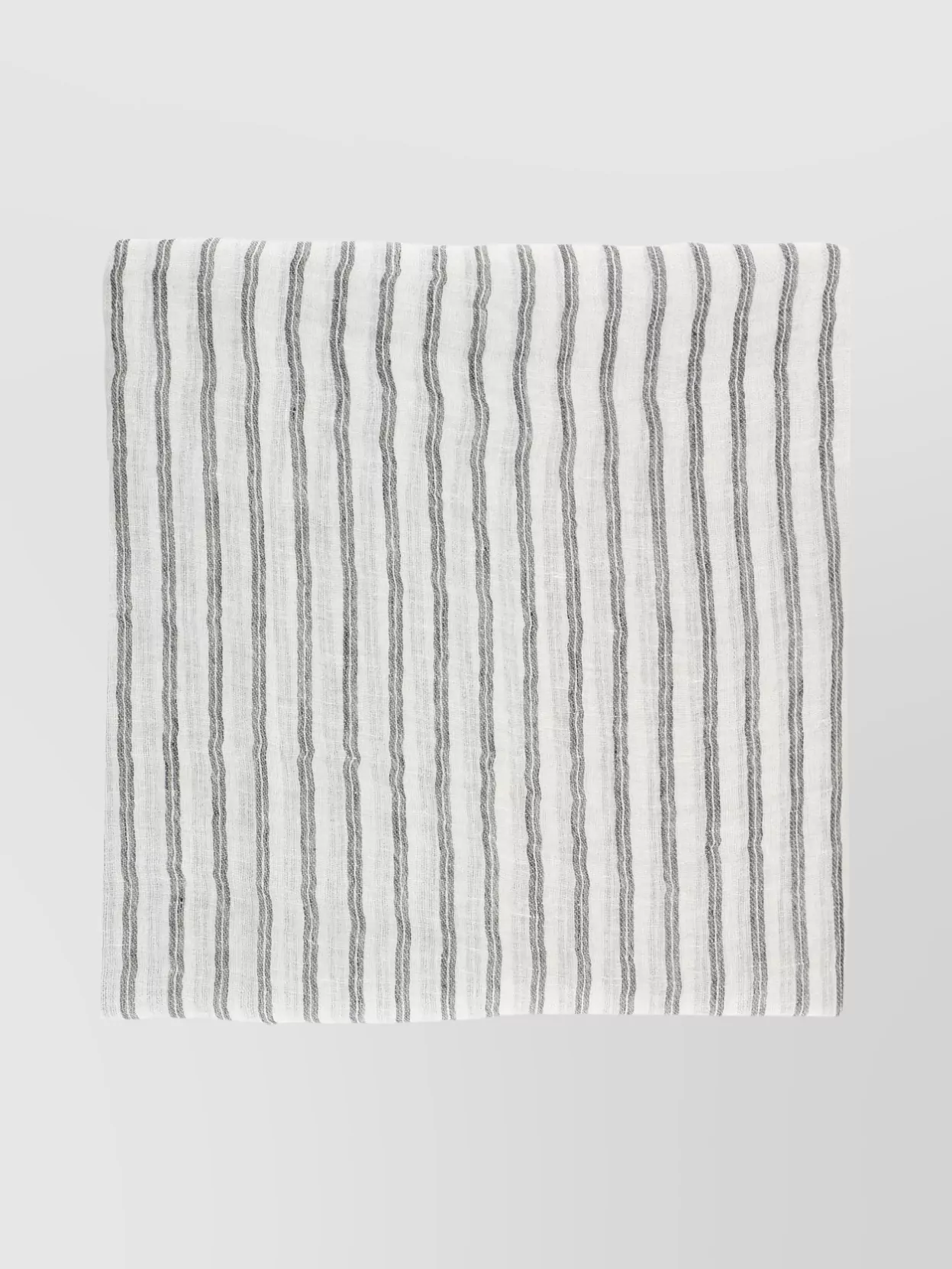 Brunello Cucinelli Striped Pattern Fringes Lightweight Linen Scarf In Neutral