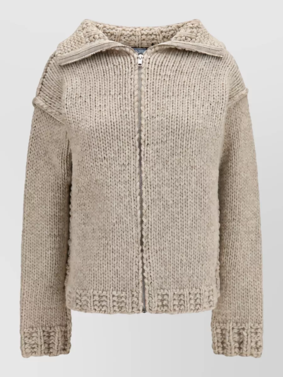 Prada chunky-knit wool zip cardigan