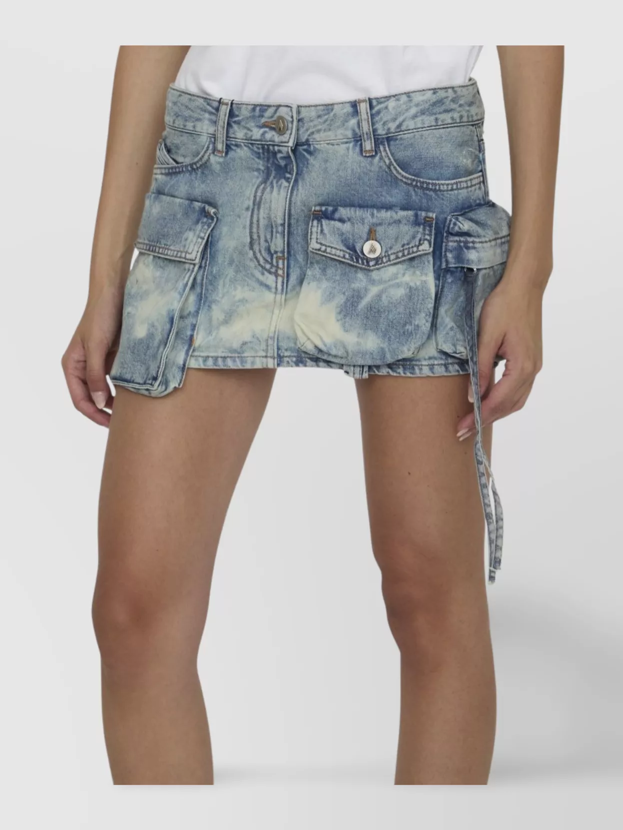 Attico Denim Fay Mini Skirt In Blue