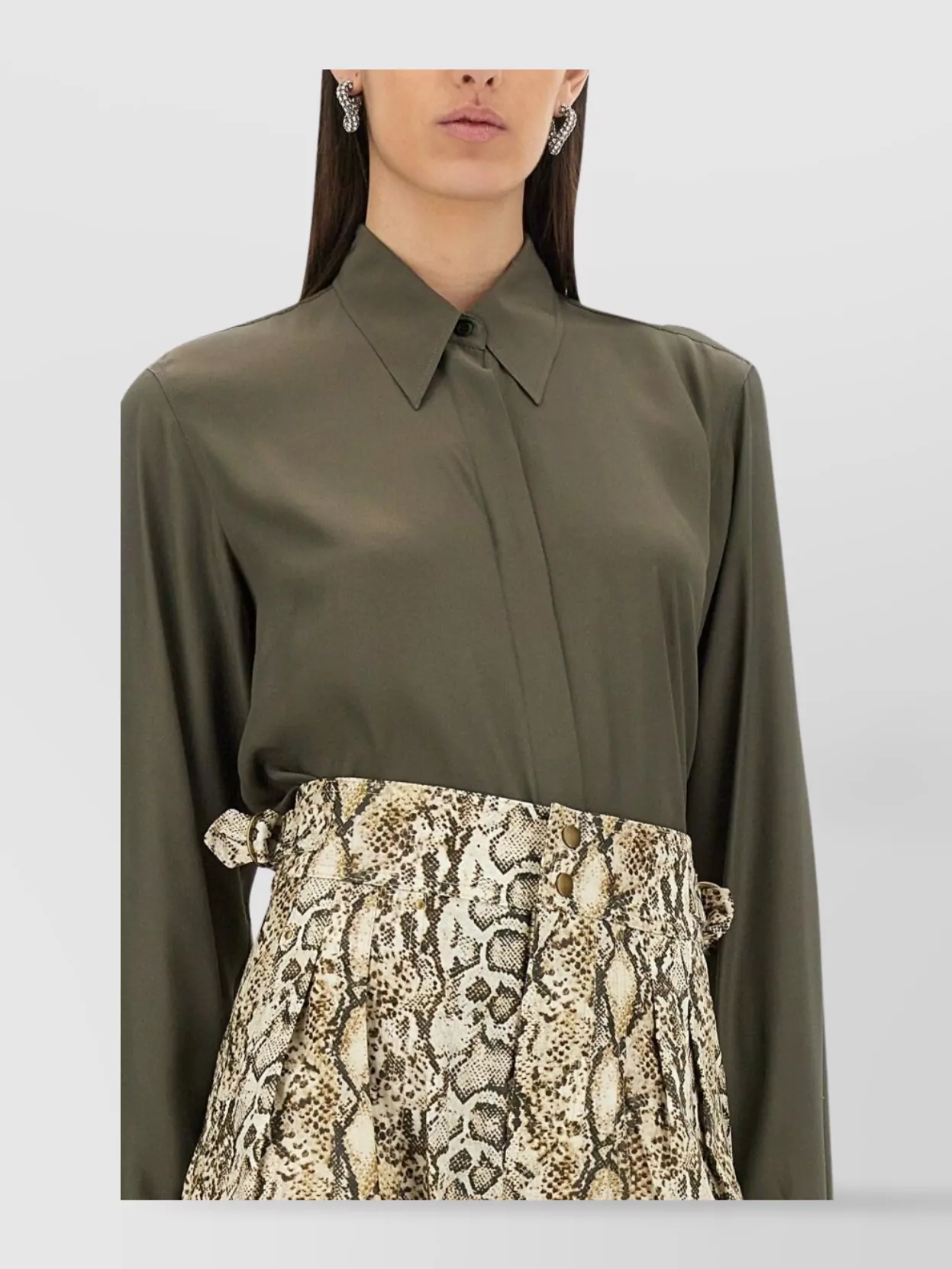 Dries Van Noten Satin Shirt With Collared Neck And Long Sleeves