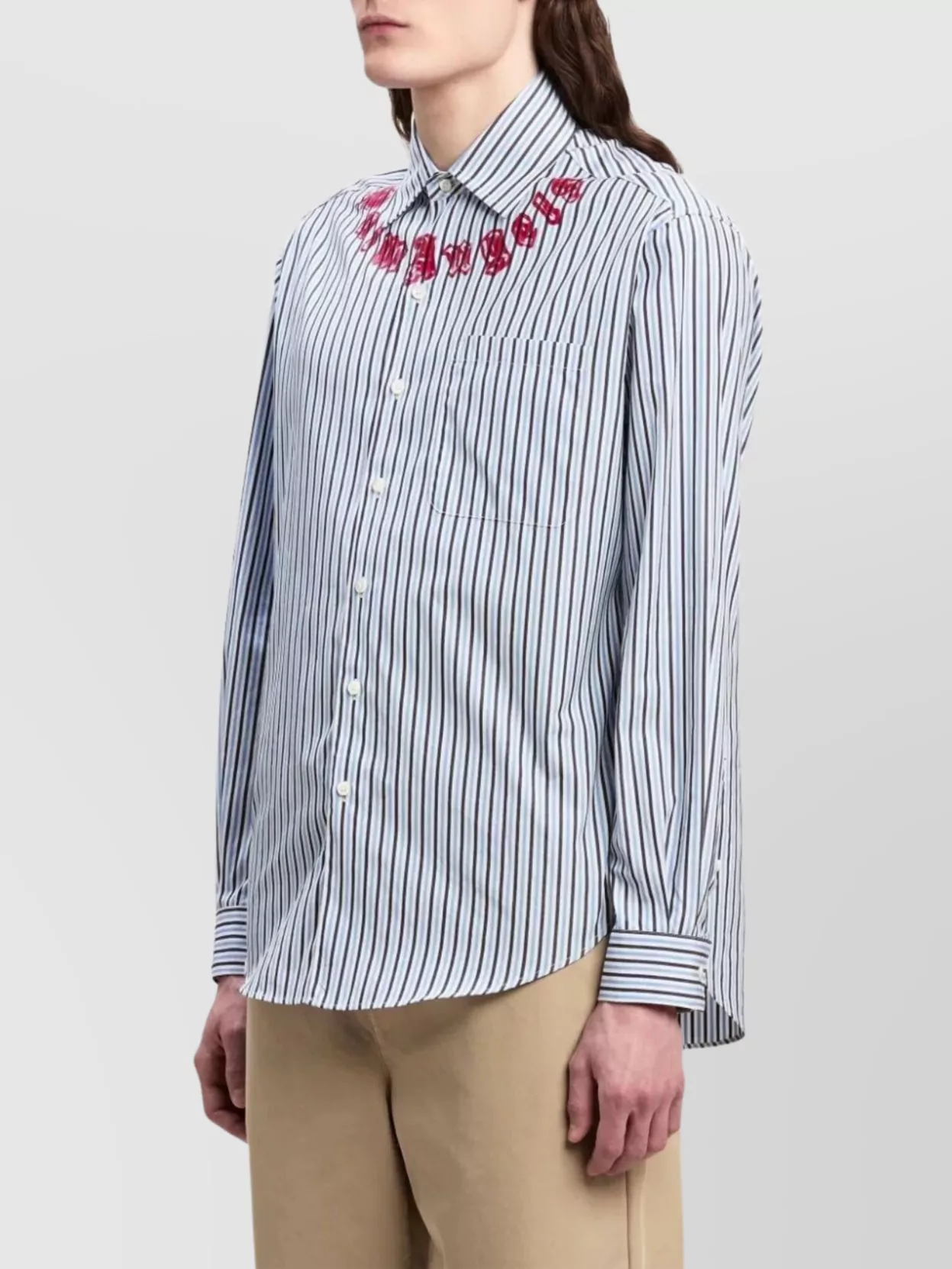 Palm Angels Neon Logo Striped Shirt